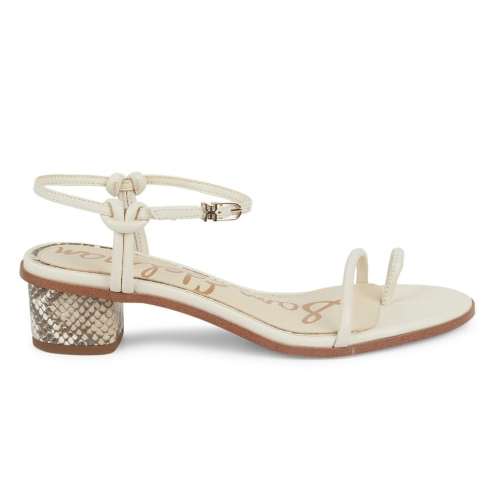 NEW Sam Edelman Women Isle Python Embossed Buckle Ankle Pipe Strap Block Heel
